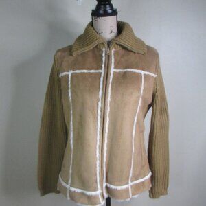 By Design Sport Coat L Brown White Full Zip